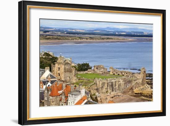 St. Andrews Castle and West Sands from St. Rules Tower at St. Andrews Cathedral-Mark Sunderland-Framed Photographic Print