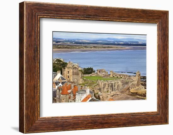 St. Andrews Castle and West Sands from St. Rules Tower at St. Andrews Cathedral-Mark Sunderland-Framed Photographic Print