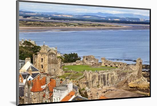 St. Andrews Castle and West Sands from St. Rules Tower at St. Andrews Cathedral-Mark Sunderland-Mounted Photographic Print