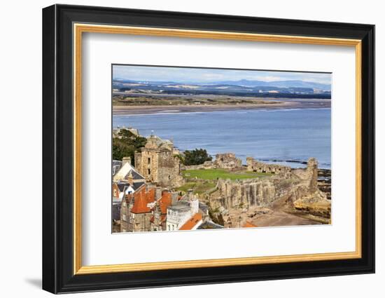 St. Andrews Castle and West Sands from St. Rules Tower at St. Andrews Cathedral-Mark Sunderland-Framed Photographic Print