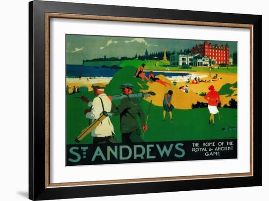 St. Andrews Vintage Poster - Europe-Lantern Press-Framed Premium Giclee Print