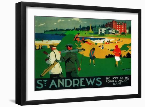 St. Andrews Vintage Poster - Europe-Lantern Press-Framed Premium Giclee Print