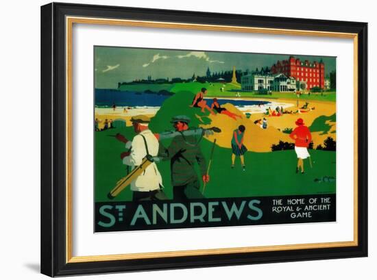 St. Andrews Vintage Poster - Europe-Lantern Press-Framed Premium Giclee Print