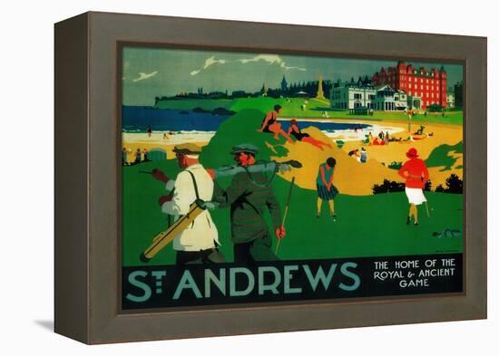 St. Andrews Vintage Poster - Europe-Lantern Press-Framed Stretched Canvas