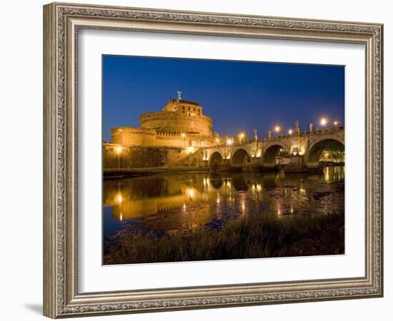 St. Angelo Castle and St. Angelo Bridge, Rome, Lazio, Italy-Marco Cristofori-Framed Photographic Print