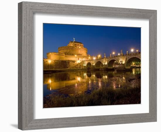 St. Angelo Castle and St. Angelo Bridge, Rome, Lazio, Italy-Marco Cristofori-Framed Photographic Print