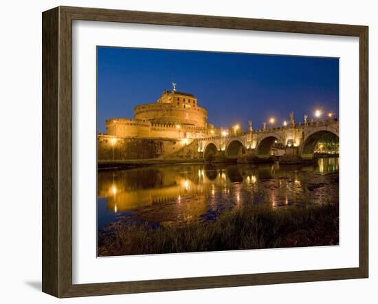 St. Angelo Castle and St. Angelo Bridge, Rome, Lazio, Italy-Marco Cristofori-Framed Photographic Print