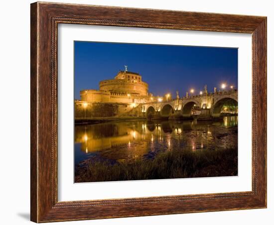 St. Angelo Castle and St. Angelo Bridge, Rome, Lazio, Italy-Marco Cristofori-Framed Photographic Print