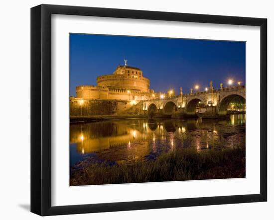 St. Angelo Castle and St. Angelo Bridge, Rome, Lazio, Italy-Marco Cristofori-Framed Photographic Print