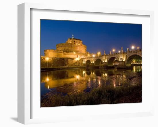 St. Angelo Castle and St. Angelo Bridge, Rome, Lazio, Italy-Marco Cristofori-Framed Photographic Print