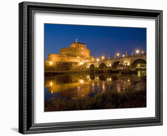 St. Angelo Castle and St. Angelo Bridge, Rome, Lazio, Italy-Marco Cristofori-Framed Photographic Print