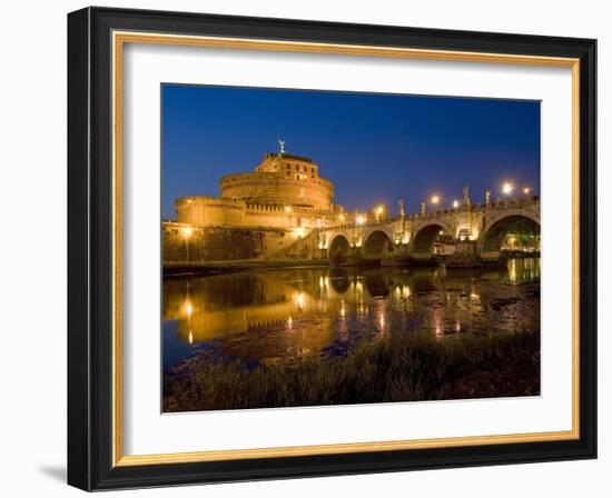 St. Angelo Castle and St. Angelo Bridge, Rome, Lazio, Italy-Marco Cristofori-Framed Photographic Print