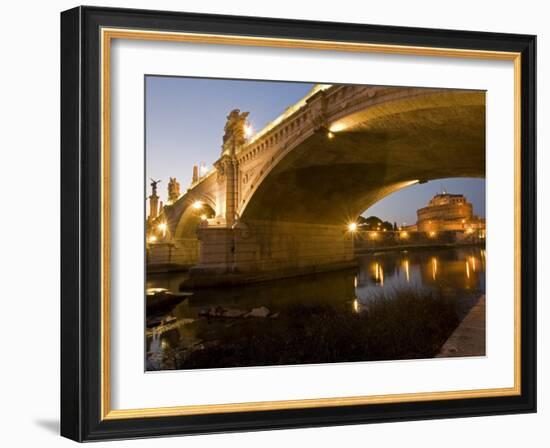 St. Angelo Castle and Vittorio Emanuele Bridge, Rome, Lazio, Italy, Europe-Marco Cristofori-Framed Photographic Print