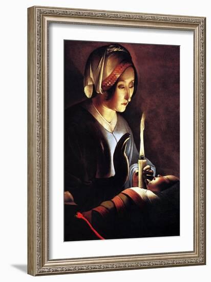 St Anne with the Christ Child by La Tour-Georges de La Tour-Framed Art Print