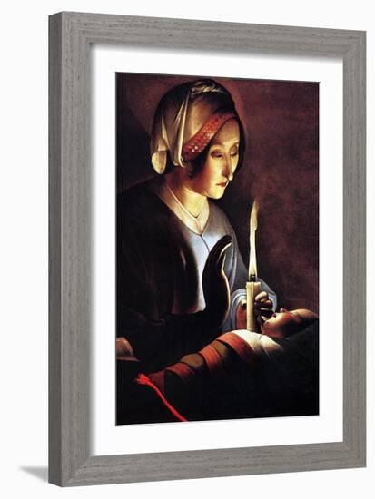 St Anne with the Christ Child by La Tour-Georges de La Tour-Framed Art Print