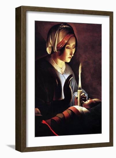 St Anne with the Christ Child by La Tour-Georges de La Tour-Framed Art Print