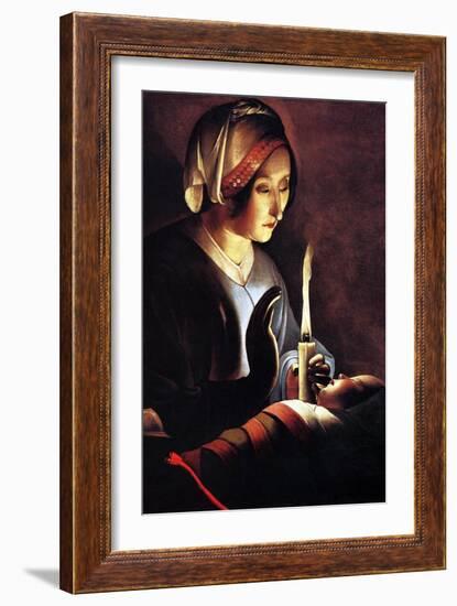 St Anne with the Christ Child by La Tour-Georges de La Tour-Framed Art Print