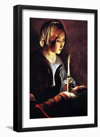 St Anne with the Christ Child by La Tour-Georges de La Tour-Framed Art Print
