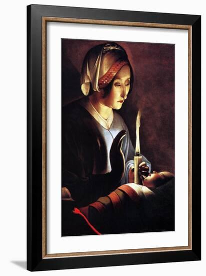 St Anne with the Christ Child by La Tour-Georges de La Tour-Framed Art Print