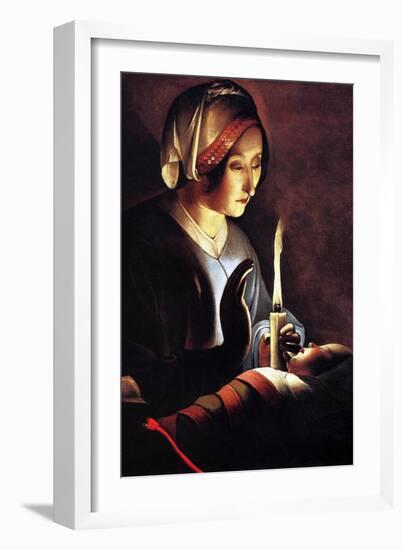 St Anne with the Christ Child by La Tour-Georges de La Tour-Framed Art Print