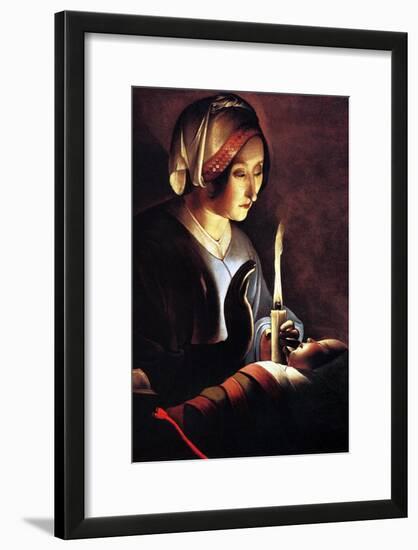 St Anne with the Christ Child by La Tour-Georges de La Tour-Framed Art Print