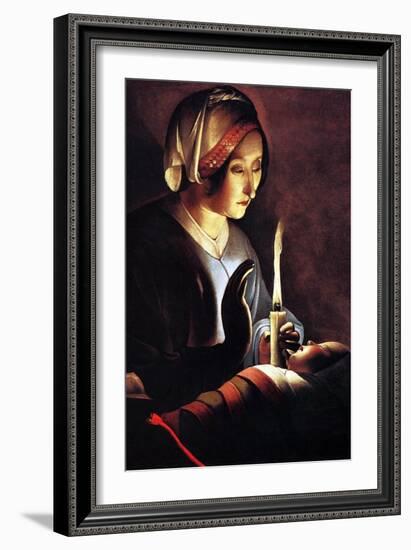 St Anne with the Christ Child by La Tour-Georges de La Tour-Framed Art Print