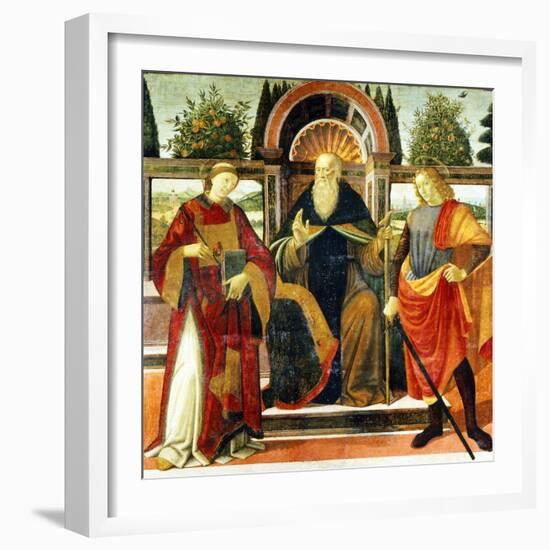 St Anthony Abbot on Throne Surrounded by Saints Leonardo and Giuliano-Domenico Ghirlandaio-Framed Giclee Print