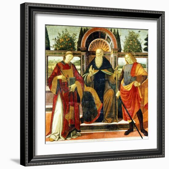 St Anthony Abbot on Throne Surrounded by Saints Leonardo and Giuliano-Domenico Ghirlandaio-Framed Giclee Print