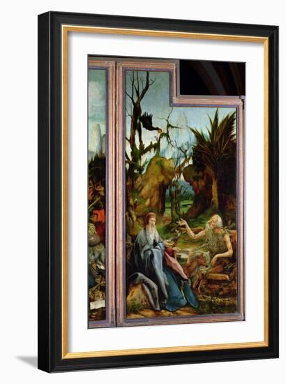 St. Anthony and St. Paul, Detail from the Isenheim Altarpiece, circa 1512-16-Matthias Grünewald-Framed Giclee Print