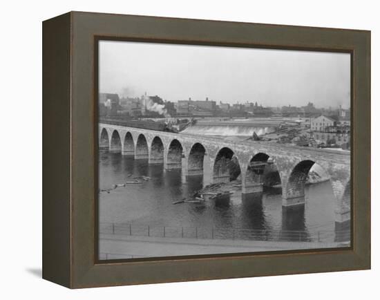 St. Anthony's Falls and Stone Arch Bridge-null-Framed Premier Image Canvas