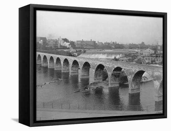 St. Anthony's Falls and Stone Arch Bridge-null-Framed Premier Image Canvas