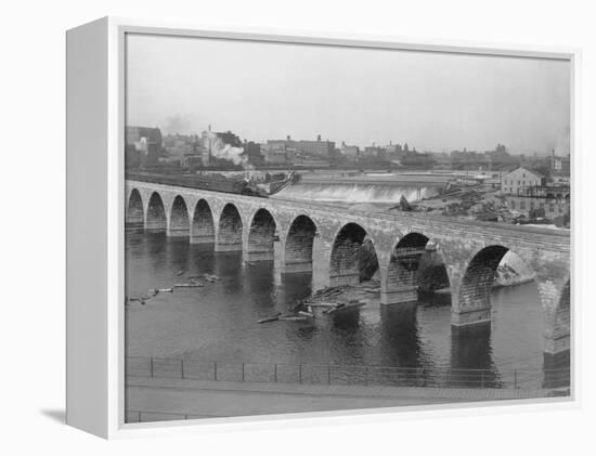 St. Anthony's Falls and Stone Arch Bridge-null-Framed Premier Image Canvas