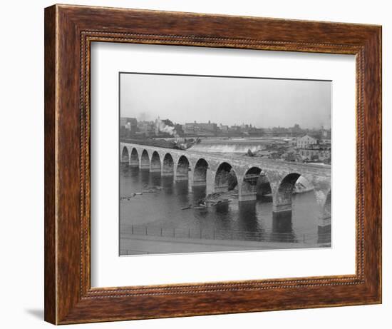 St. Anthony's Falls and Stone Arch Bridge-null-Framed Photographic Print