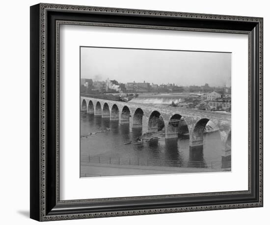 St. Anthony's Falls and Stone Arch Bridge-null-Framed Photographic Print