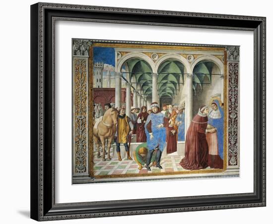 St. Augustine Arriving in Milan, Detail from Stories of St. Augustine, 1465-Benozzo Gozzoli-Framed Giclee Print