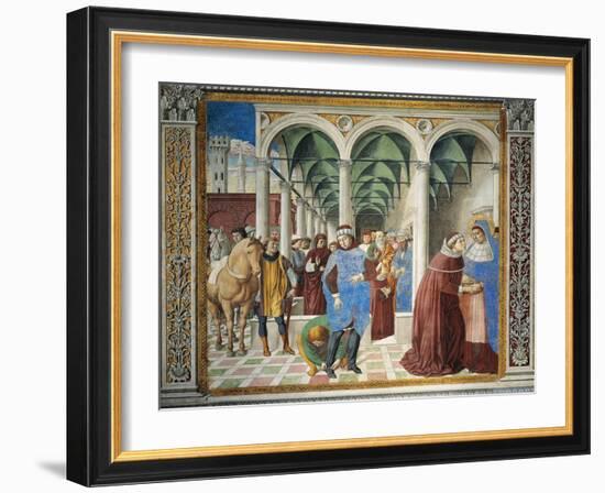 St. Augustine Arriving in Milan, Detail from Stories of St. Augustine, 1465-Benozzo Gozzoli-Framed Giclee Print