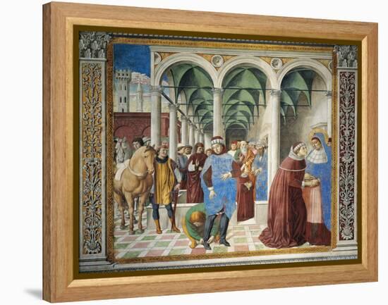 St. Augustine Arriving in Milan, Detail from Stories of St. Augustine, 1465-Benozzo Gozzoli-Framed Premier Image Canvas