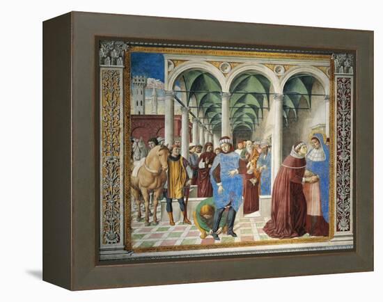St. Augustine Arriving in Milan, Detail from Stories of St. Augustine, 1465-Benozzo Gozzoli-Framed Premier Image Canvas
