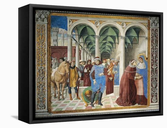 St. Augustine Arriving in Milan, Detail from Stories of St. Augustine, 1465-Benozzo Gozzoli-Framed Premier Image Canvas