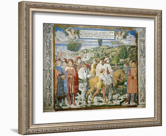 St. Augustine Departing Rome for Milan, Stories of St. Augustine, 1465-Benozzo Gozzoli-Framed Giclee Print