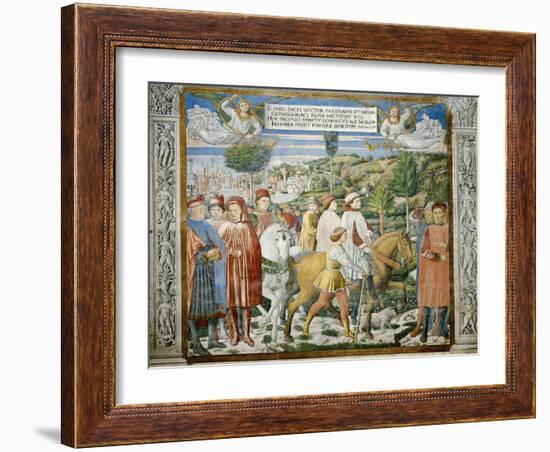 St. Augustine Departing Rome for Milan, Stories of St. Augustine, 1465-Benozzo Gozzoli-Framed Giclee Print