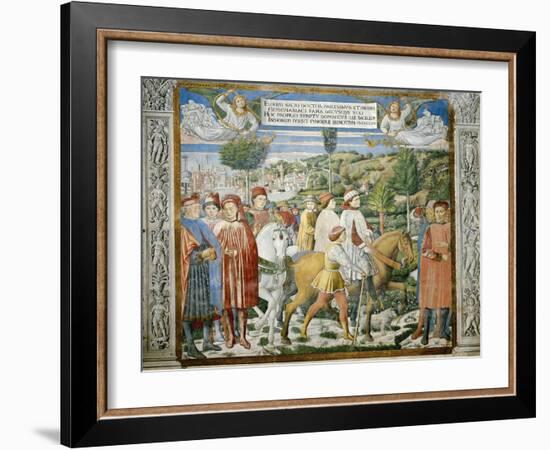 St. Augustine Departing Rome for Milan, Stories of St. Augustine, 1465-Benozzo Gozzoli-Framed Giclee Print