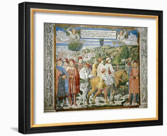 St. Augustine Departing Rome for Milan, Stories of St. Augustine, 1465-Benozzo Gozzoli-Framed Giclee Print