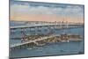 St. Augustine, FL - View of Bridge of Lions & Ocean-Lantern Press-Mounted Art Print