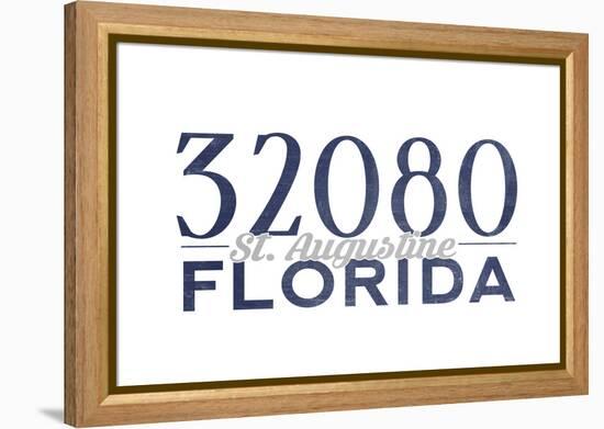 St. Augustine, Florida - 32080 Zip Code (Blue)-Lantern Press-Framed Stretched Canvas