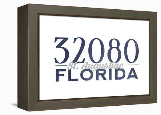 St. Augustine, Florida - 32080 Zip Code (Blue)-Lantern Press-Framed Stretched Canvas