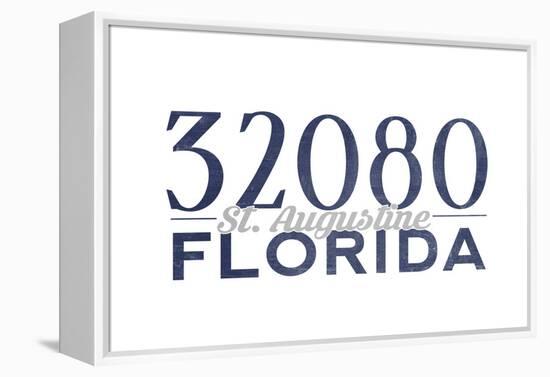 St. Augustine, Florida - 32080 Zip Code (Blue)-Lantern Press-Framed Stretched Canvas