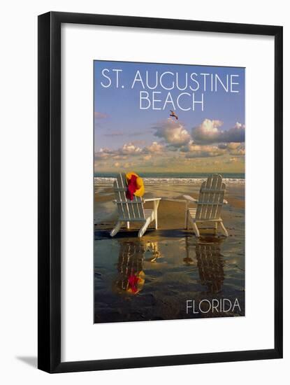 St. Augustine, Florida - Adirondack Chairs on the Beach-Lantern Press-Framed Art Print