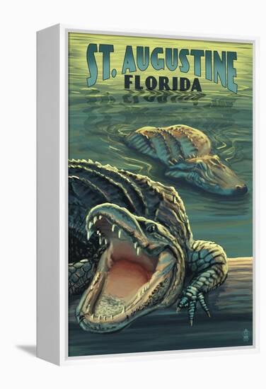 St. Augustine, Florida - Alligator Scene-Lantern Press-Framed Stretched Canvas