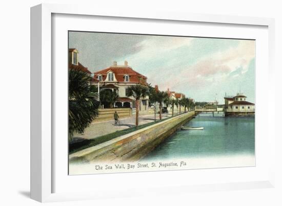 St. Augustine, Florida - Bay Street View of the Sea Wall-Lantern Press-Framed Art Print